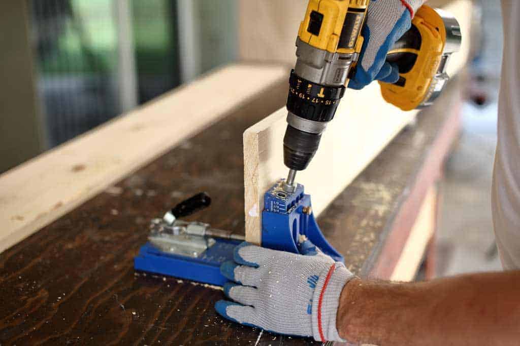 drilling pocket hole in wood