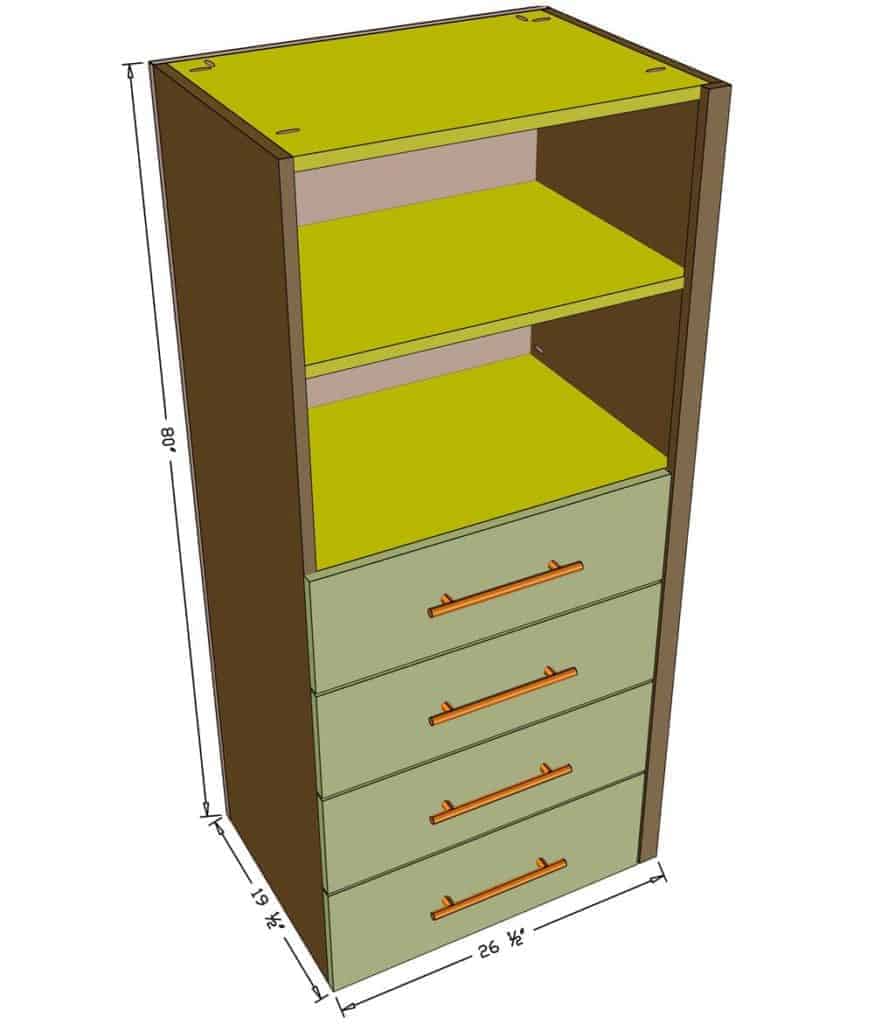 DIY Closet Organizer dimensions