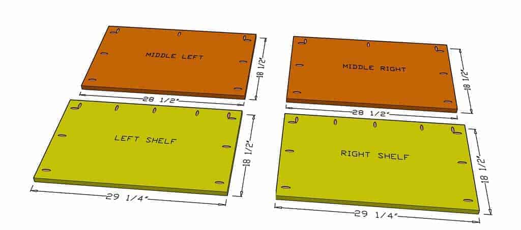 plywood pieces for shelves and side boards