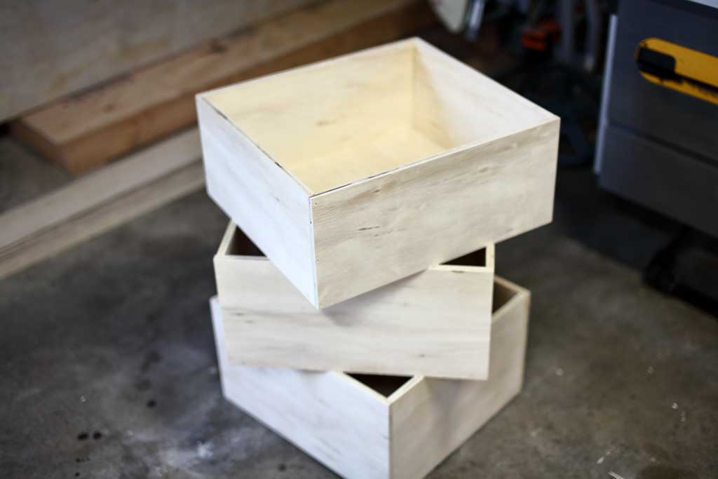 drawer boxes for DIY Garage Cabinets