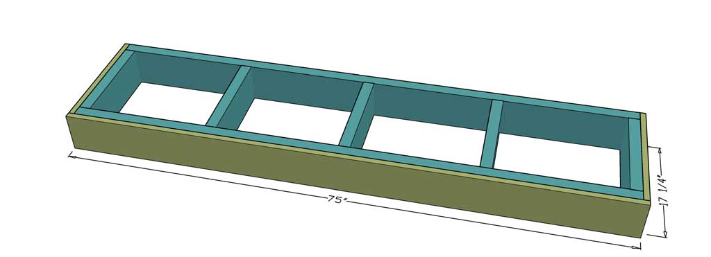 attaching plywood piece to the base of the DIY Garage Cabinets