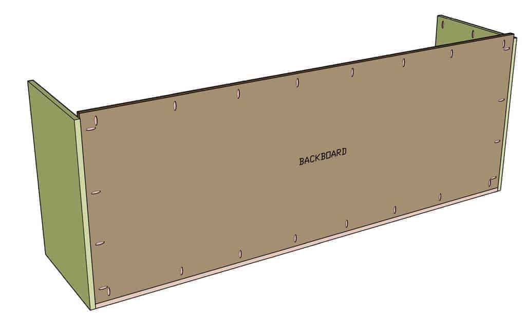 installing the back piece of the DIY Garage Cabinets