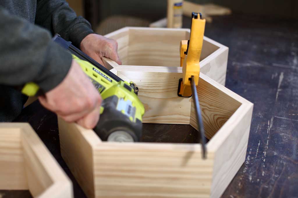 nailing honeycomb shelves together