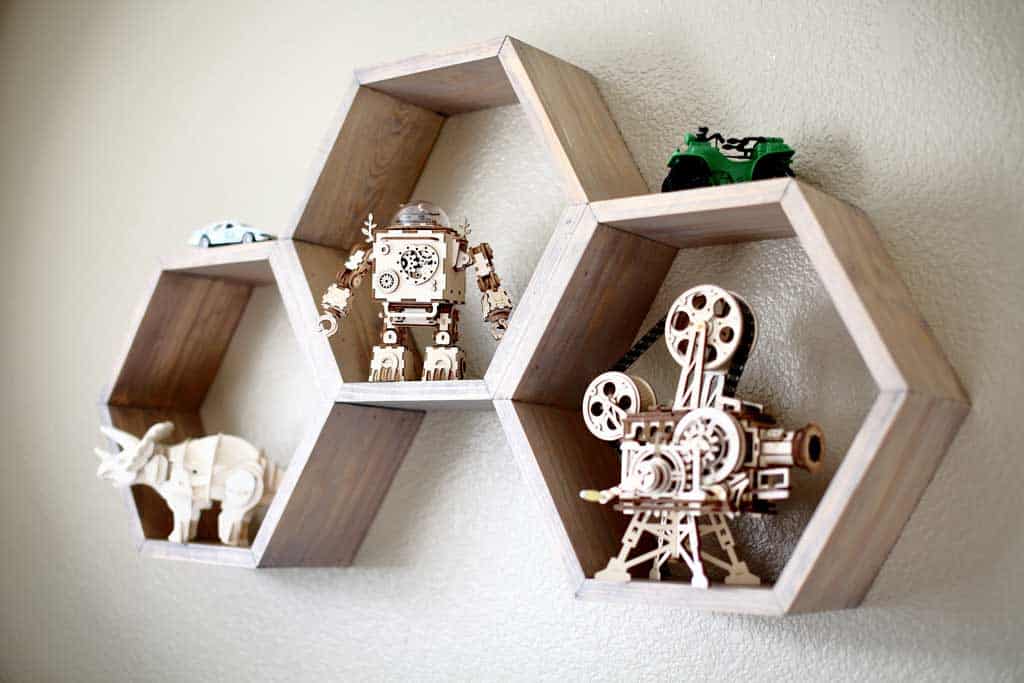 DIY Honeycomb wall shelf for kids