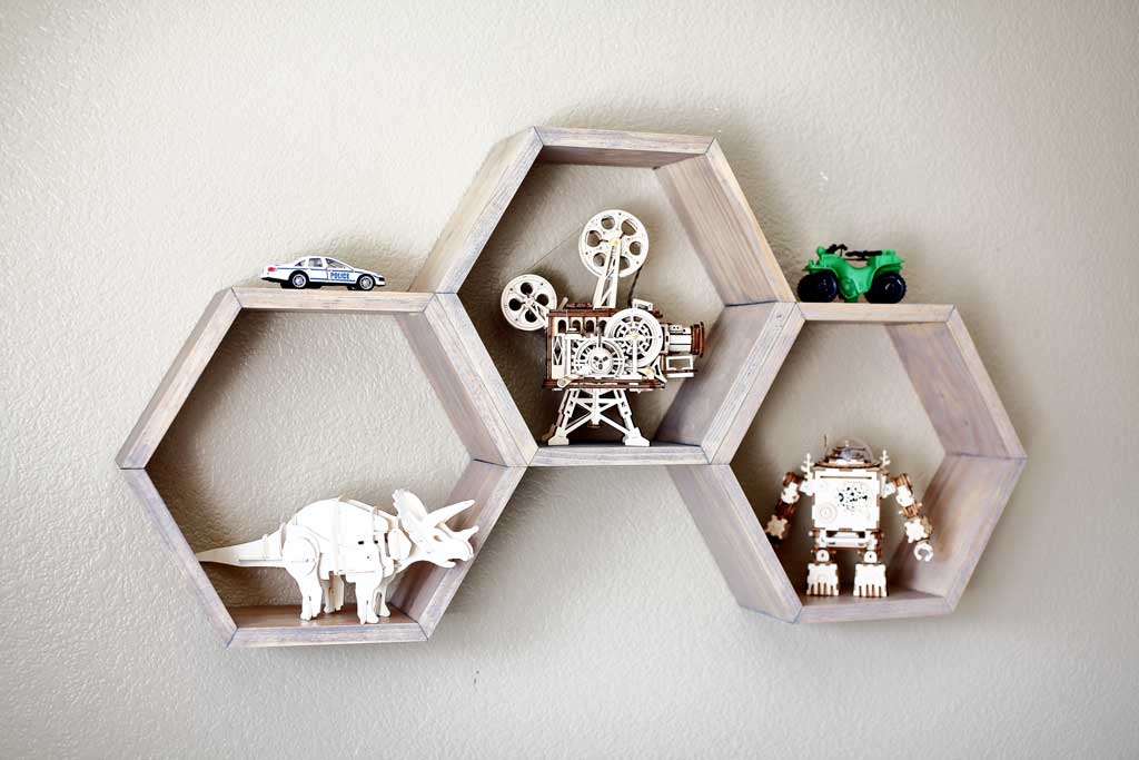 DIY Honeycomb wall shelf for kids