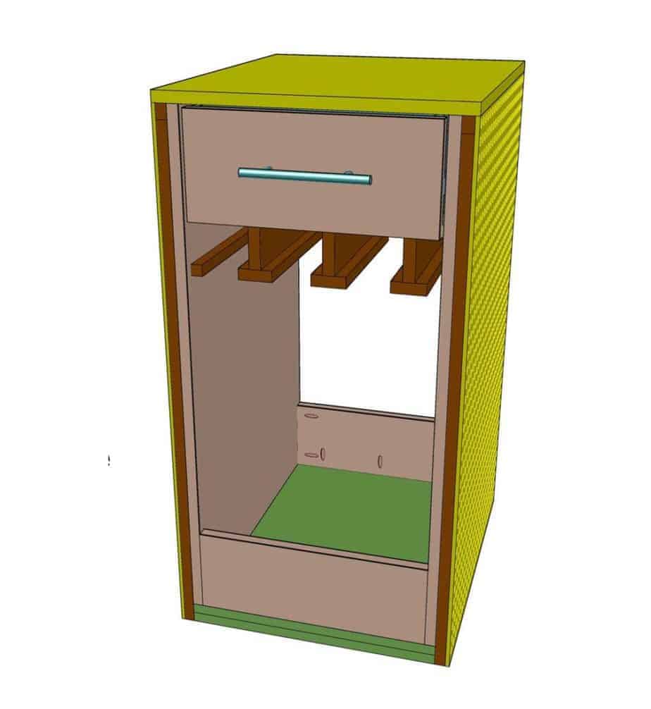 installing power tool rack in the mobile tool cart