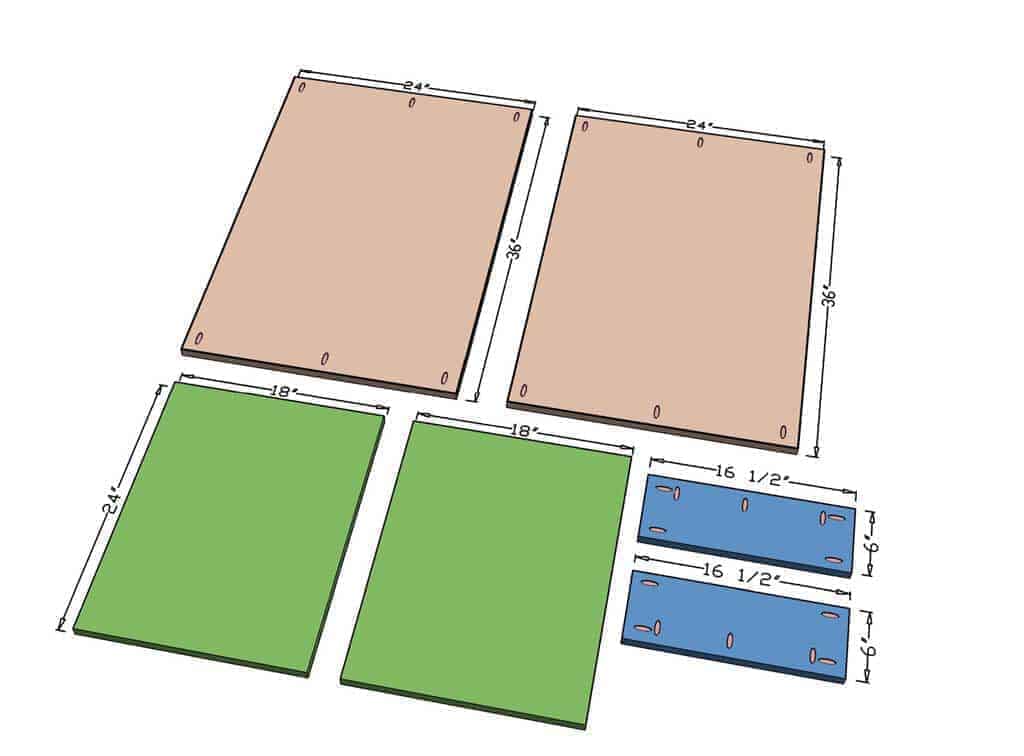 plywood pieces for tDIY Mobile Tool Cart with Pegboard