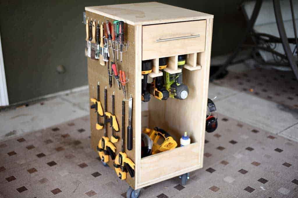 DIY Mobile Tool Cart with Pegboard