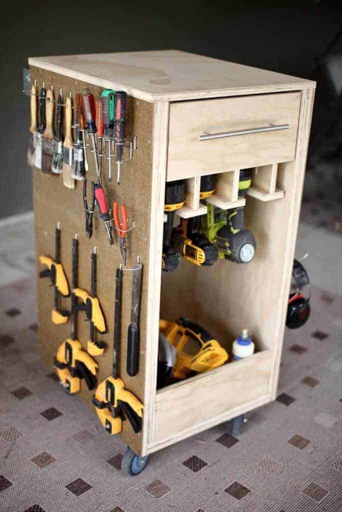 DIY Mobile Tool Cart with Pegboard