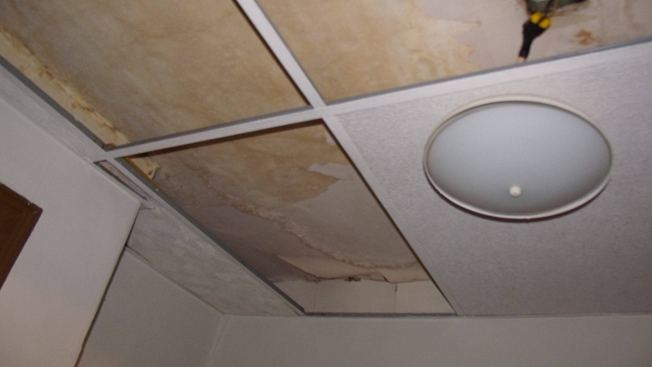 Sign of water damage in the ceiling