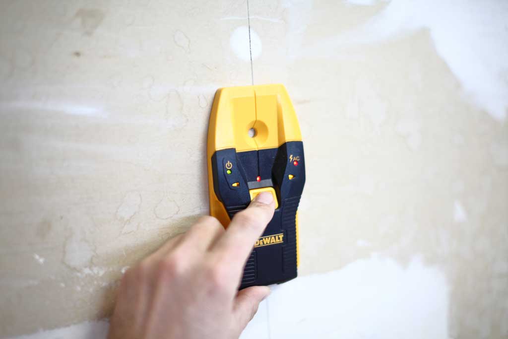 using stud finder to find studs