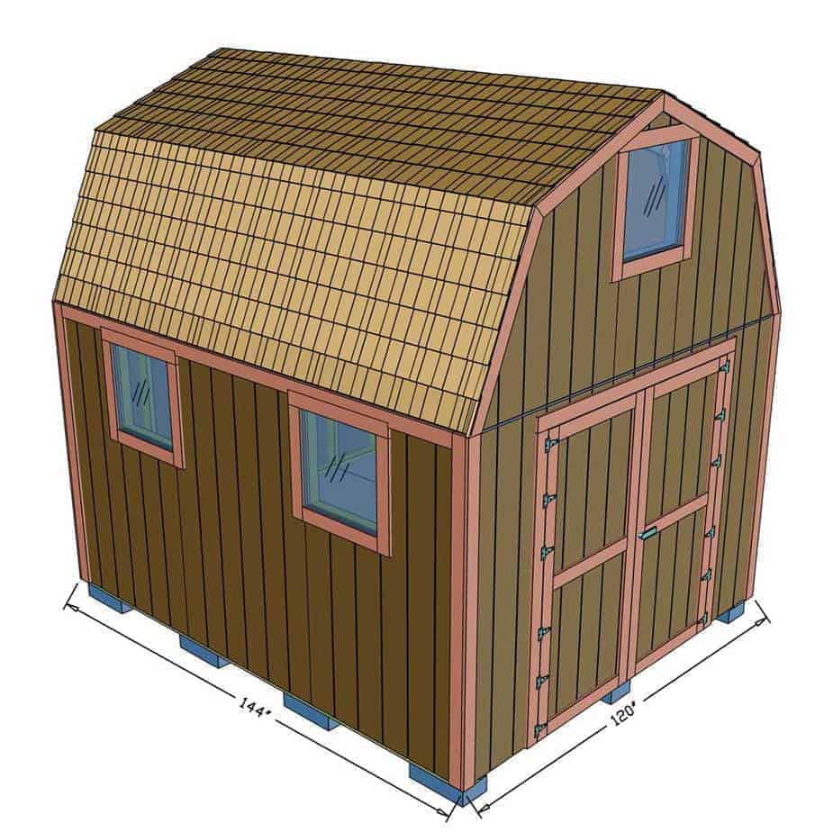 Two Story 10x12 DIY Shed dimensions