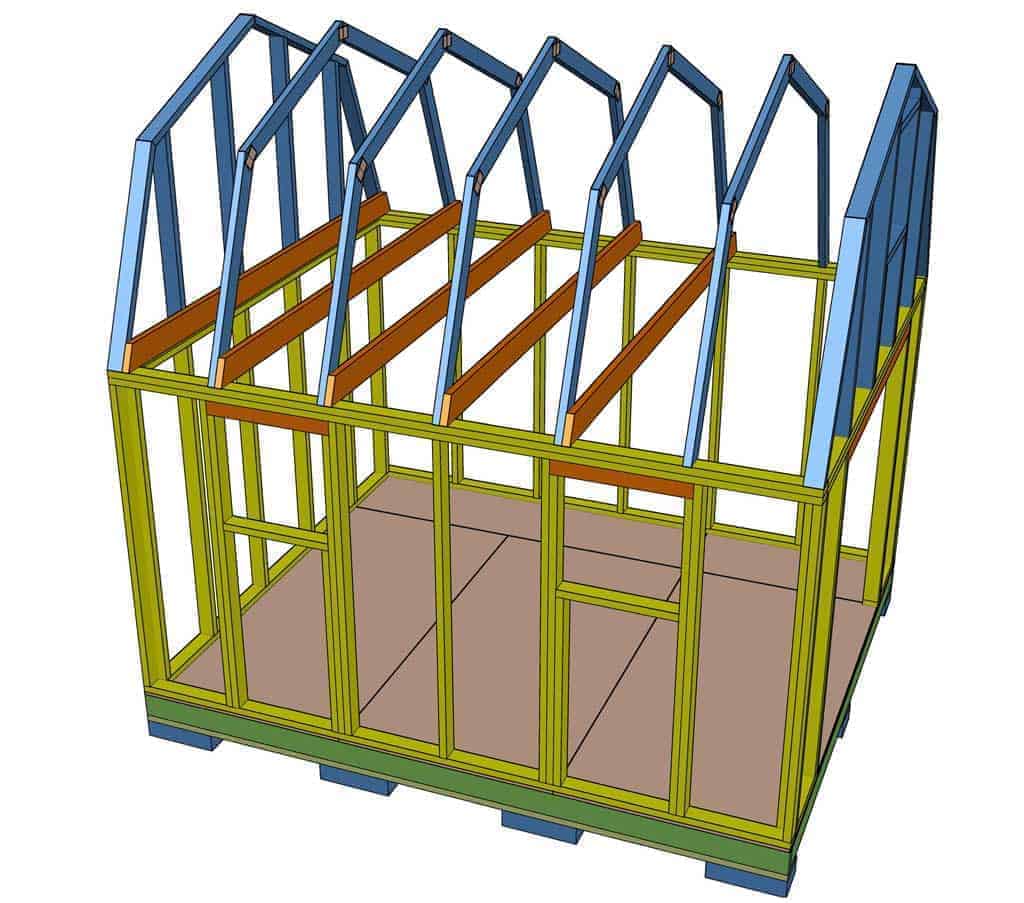 building a frame for second story of the Two Story 10x12 DIY Shed