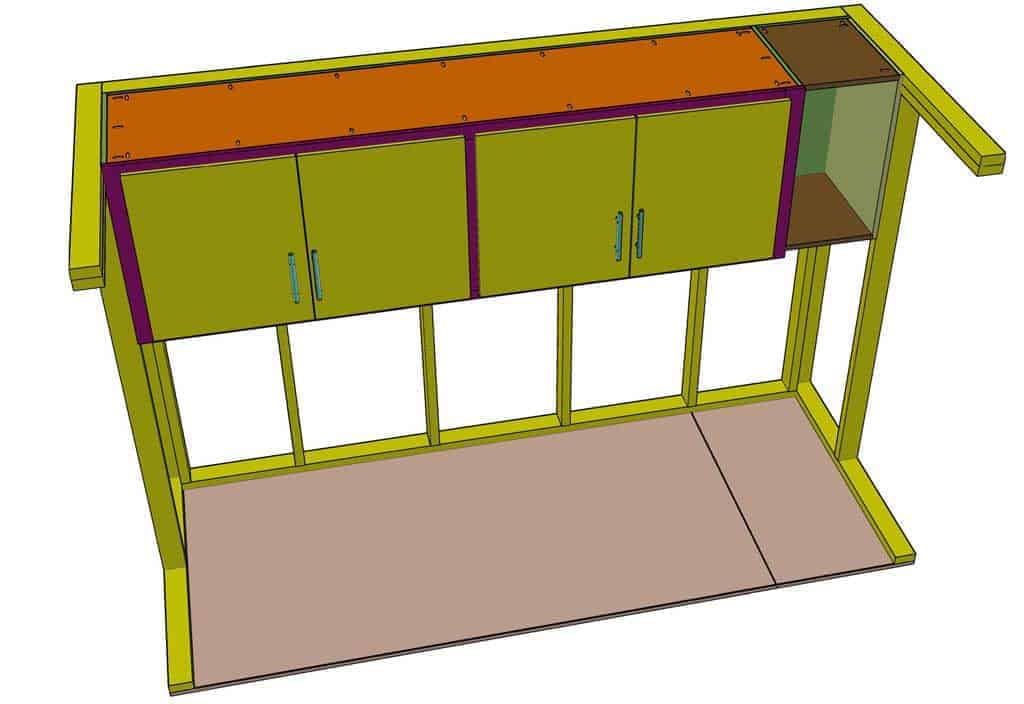 attaching shelf frame in shed