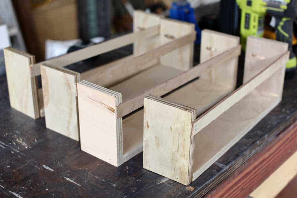 building cubbies for the DIY shed Cabinets with Shelves