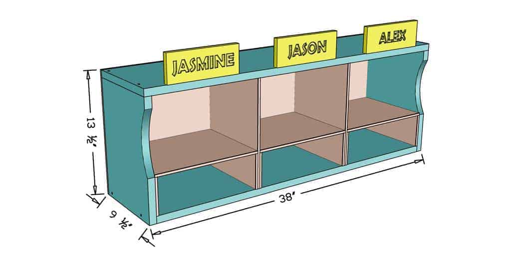 DIY Kids Bookshelf dimensions