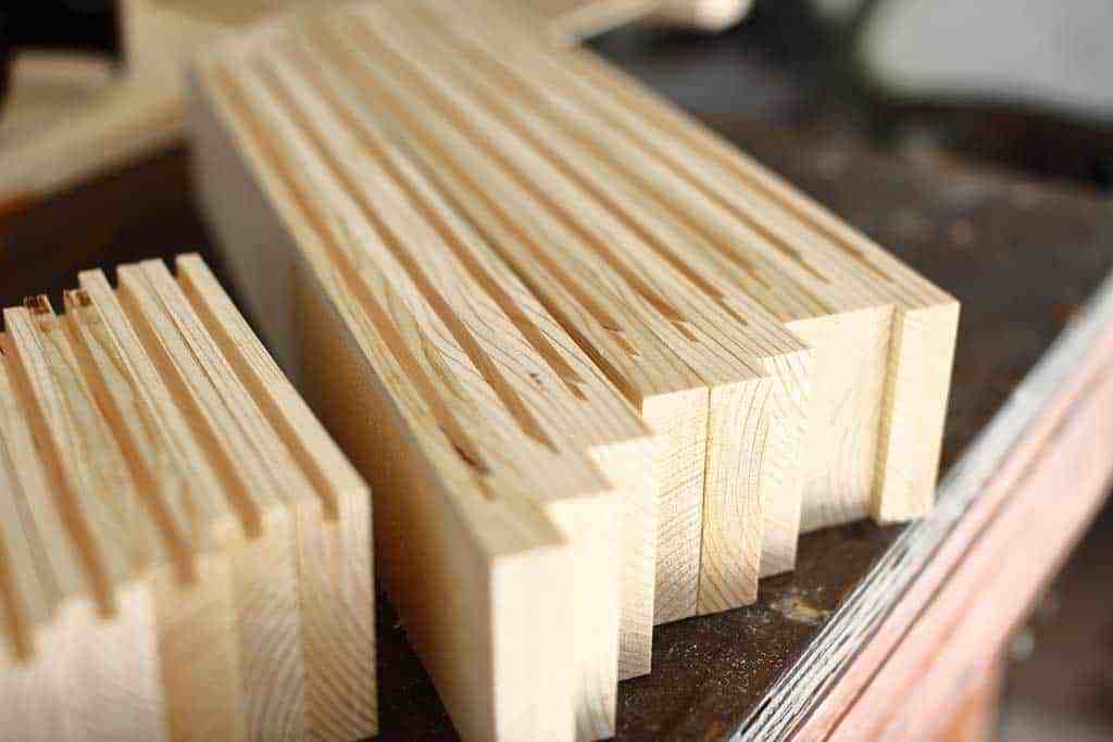 grooves cut for cabinet doors