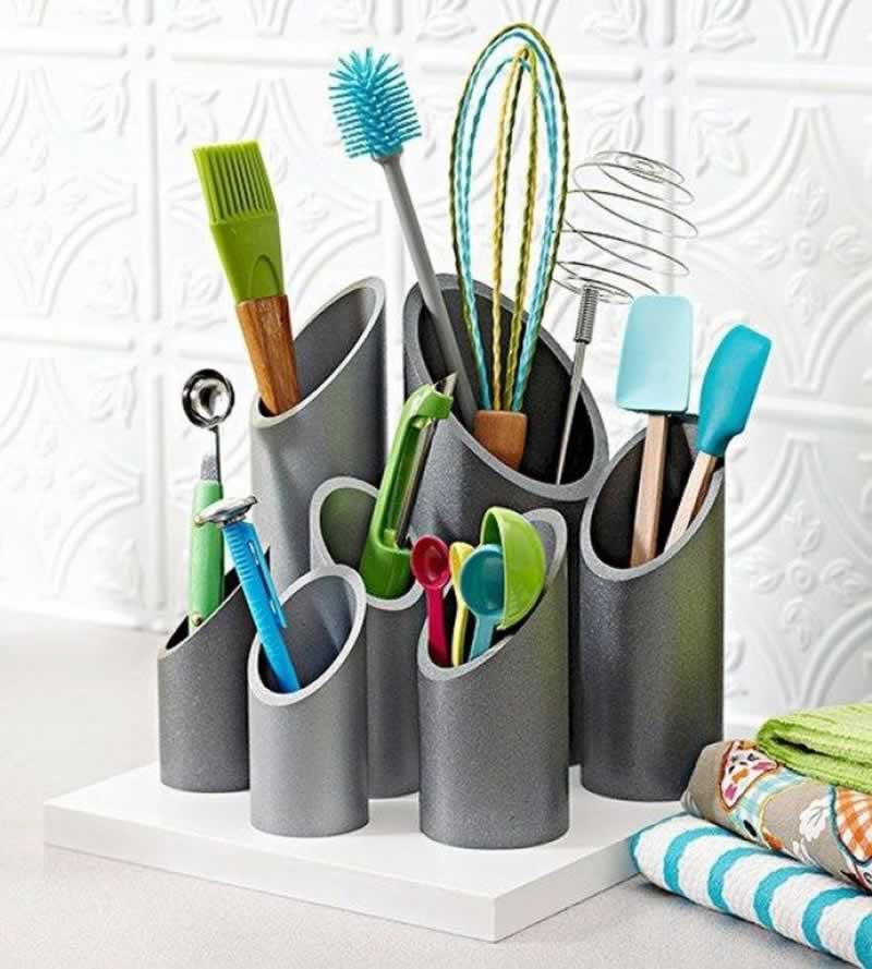 5 Creative Uses for PVC Pipe in the Kitchen - utensils holder