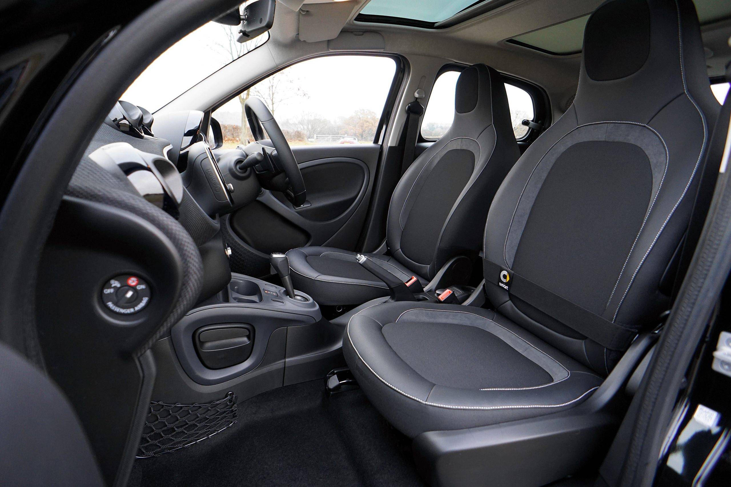 Black car interior with leather seats