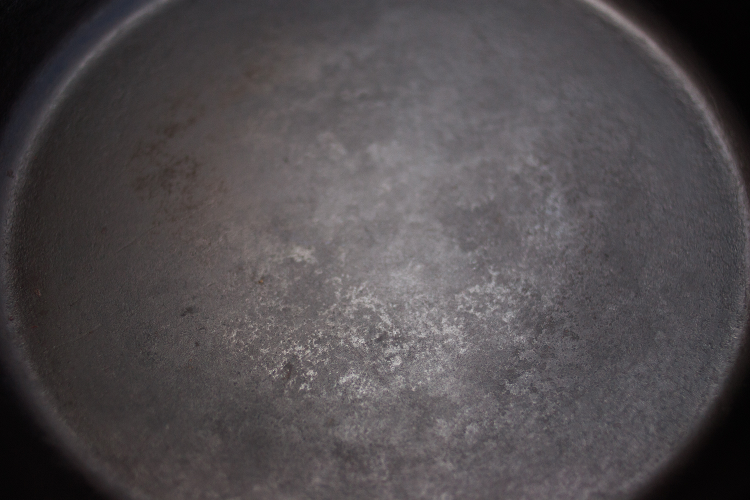 Close-up shot of a cast iron skillet