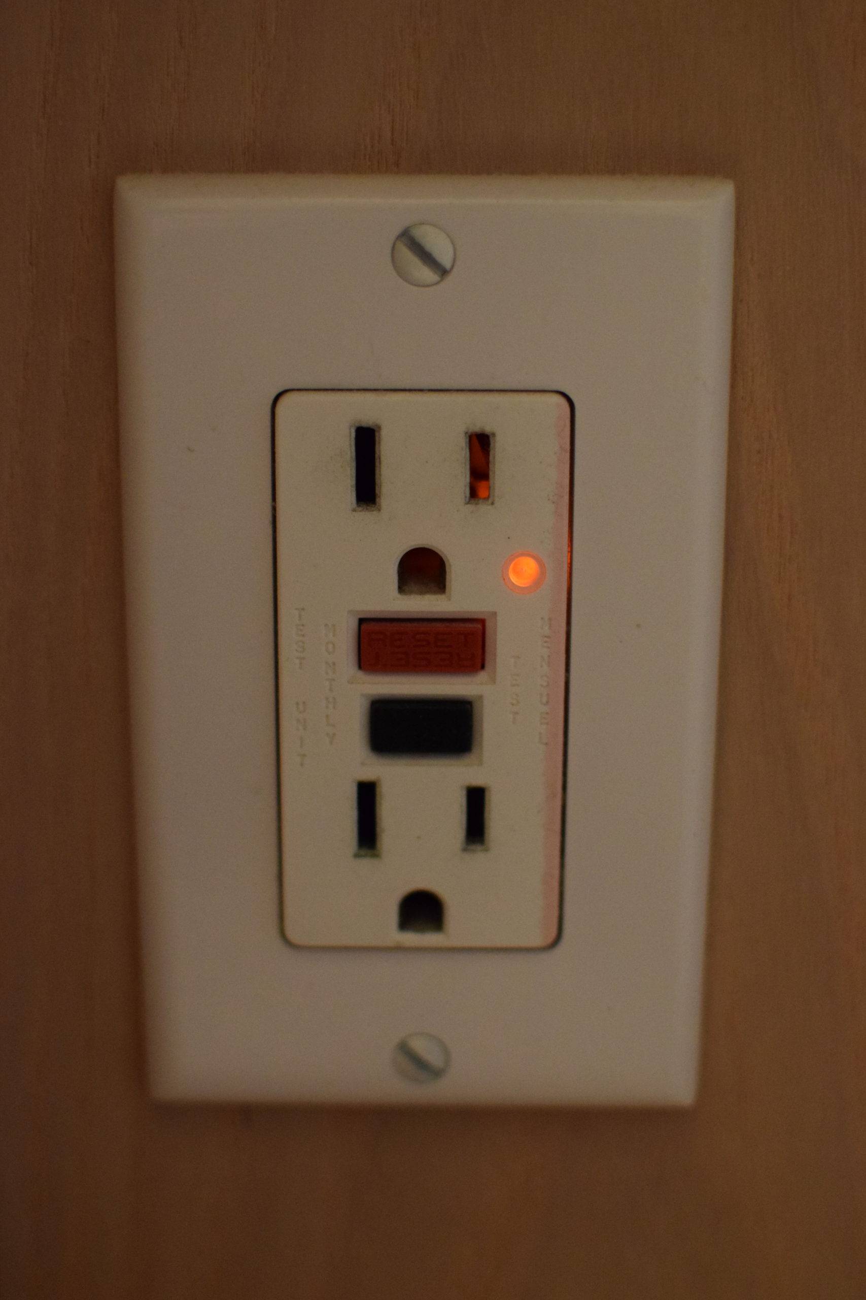 GFCI outlet on wall