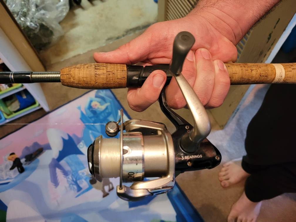 spinning reel on fishing rod