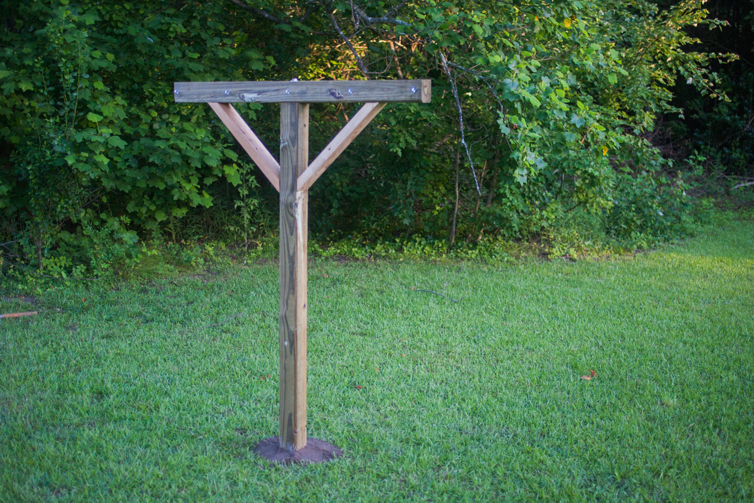 clothesline post set into the ground