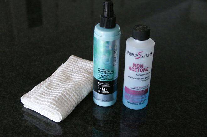 hairspray and non-acetone nail polish remover