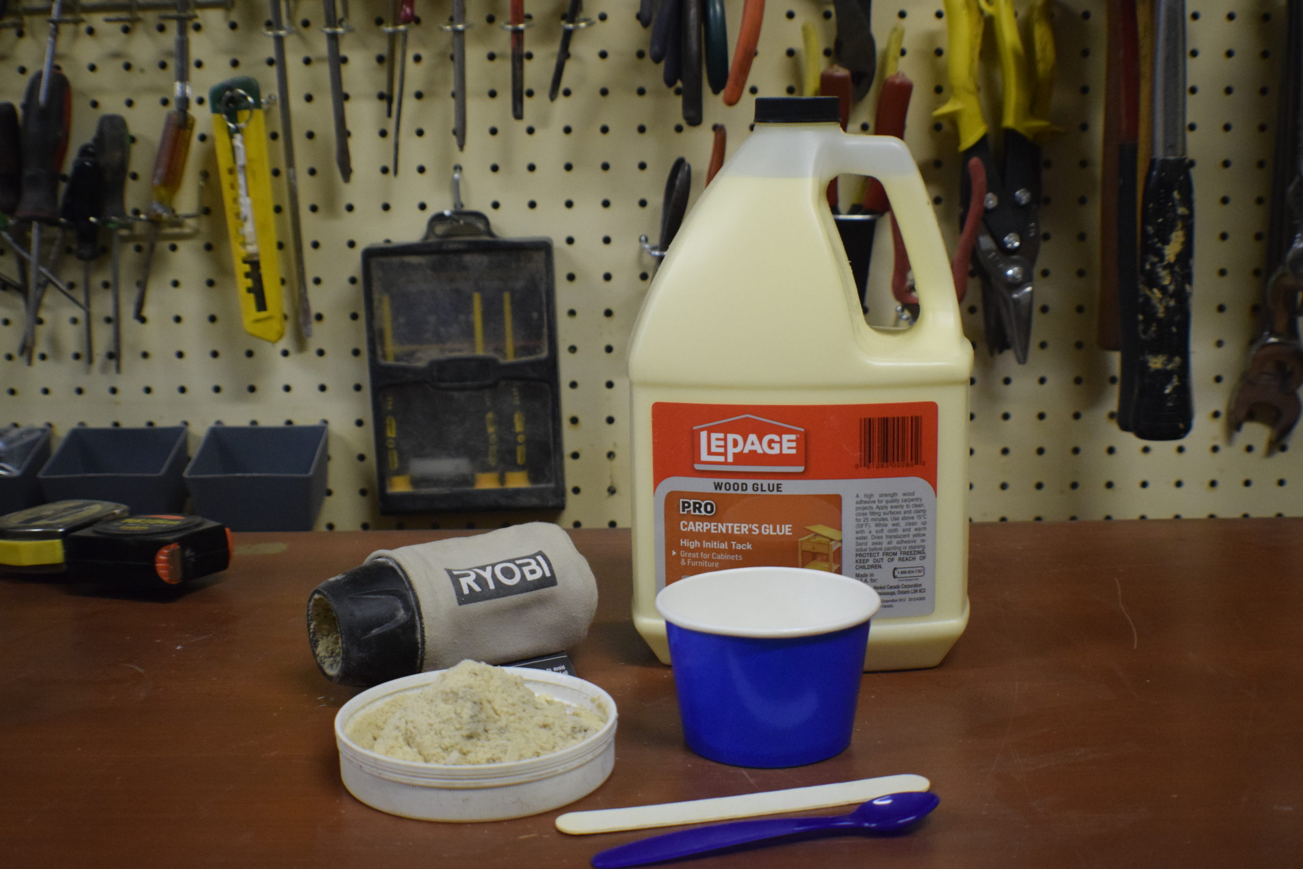 wood filler ingredients in a shop