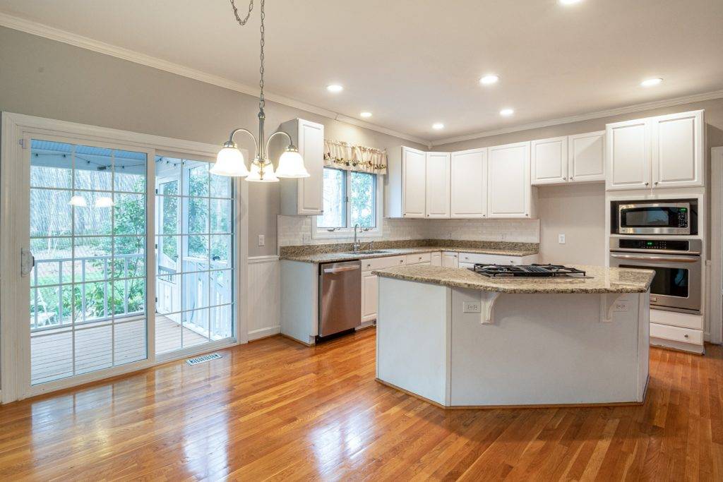 kitchen with quartz countertop island