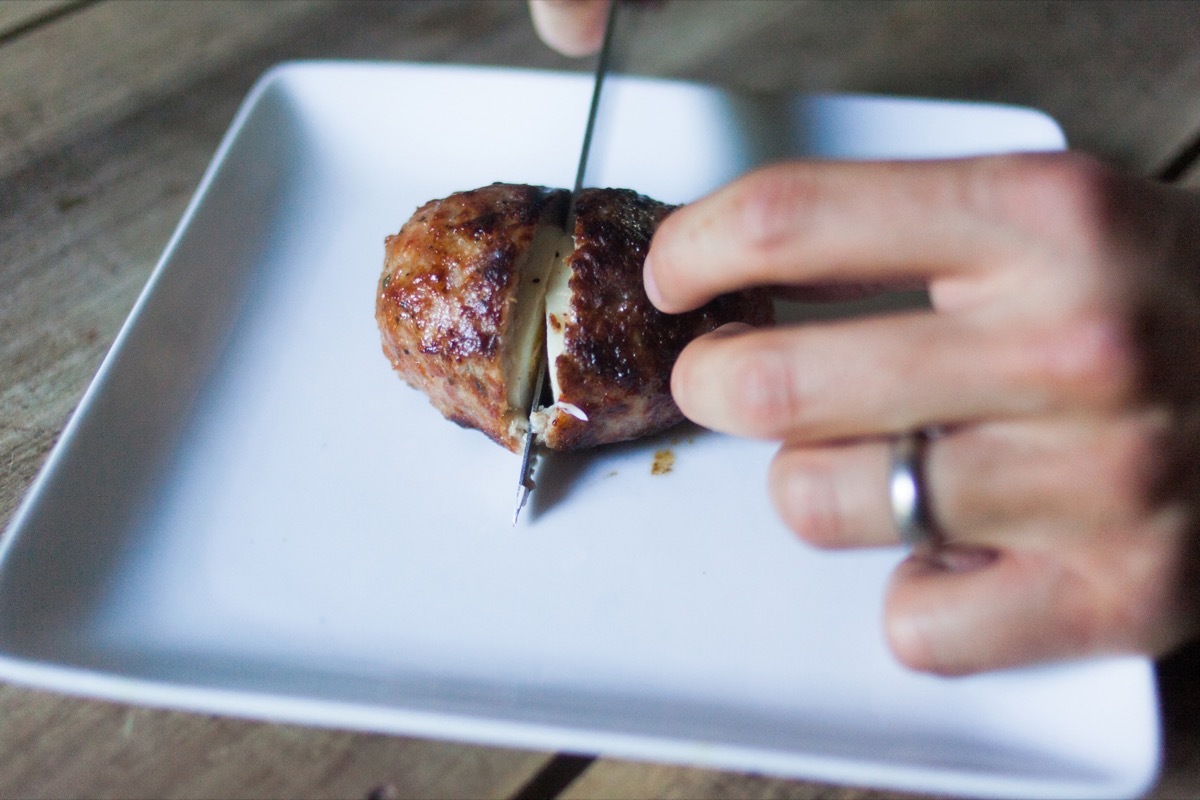 Slicing a scotch egg