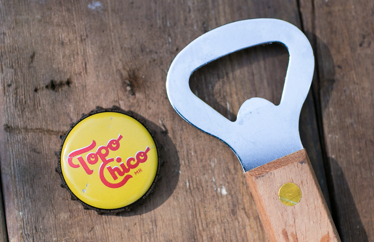 Topo Chico bottle cap and bottle opener