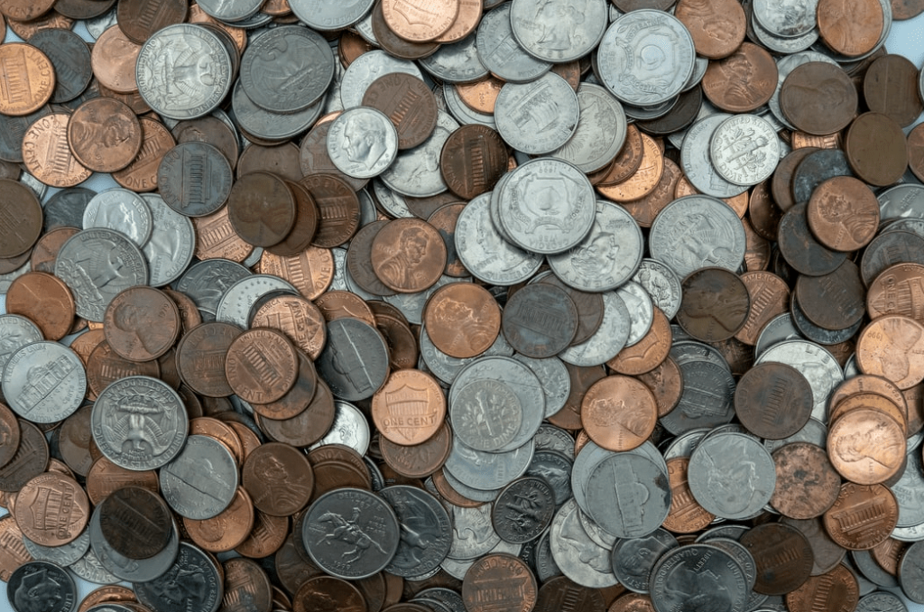 assorted coins in a pile