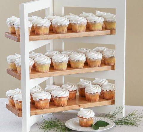 folding cupcake stand made of wood