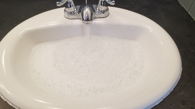 running water in a sink