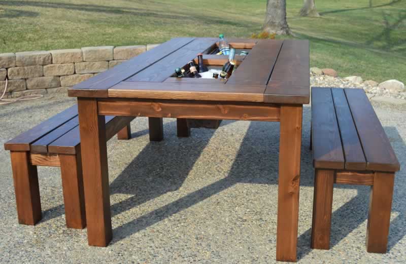 patio desk with cooler