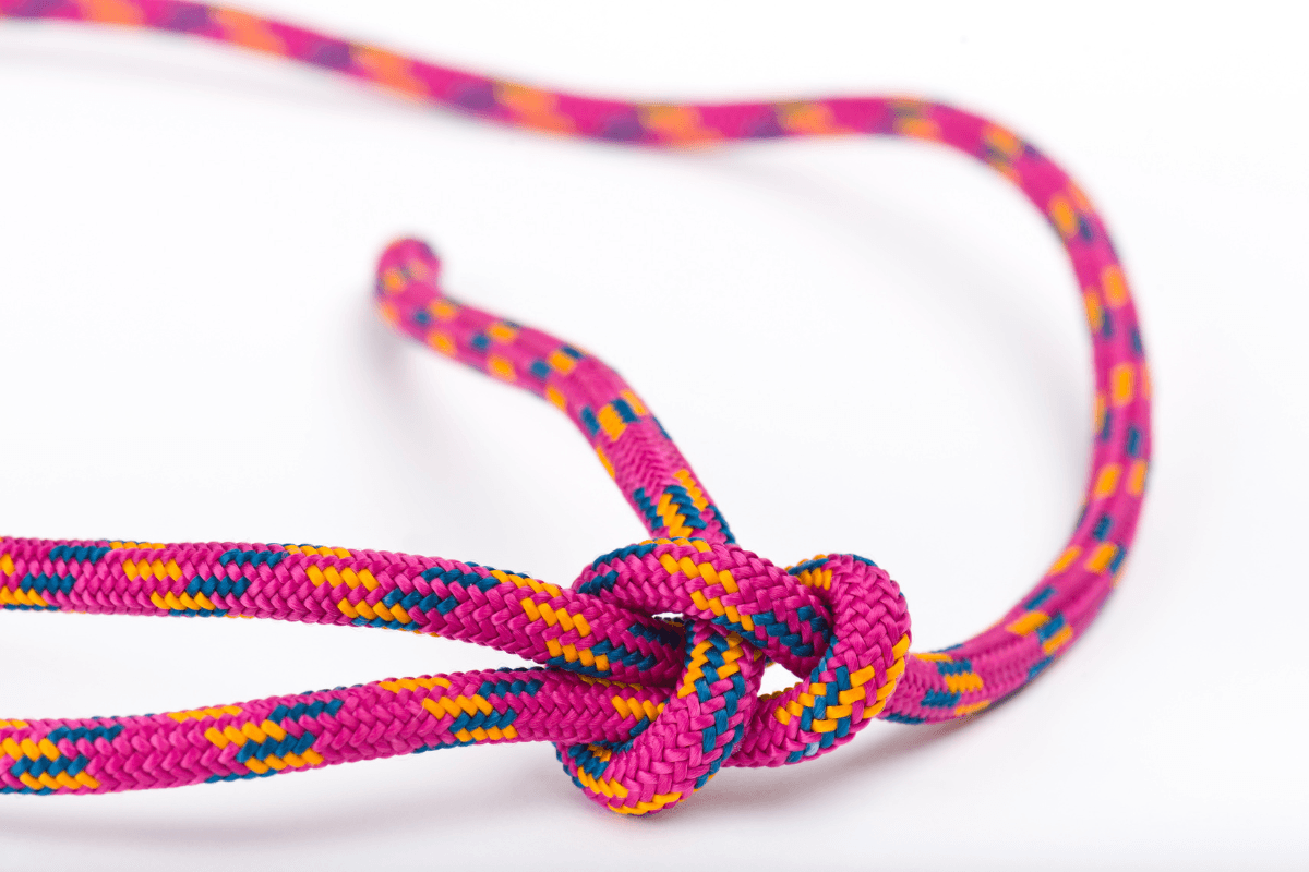 close up of sheet bend knot