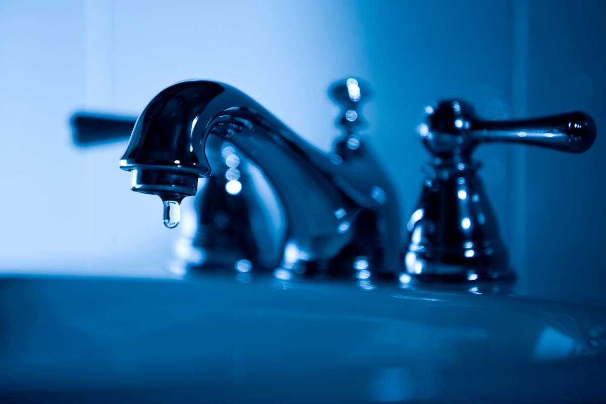 close up of leaky faucet