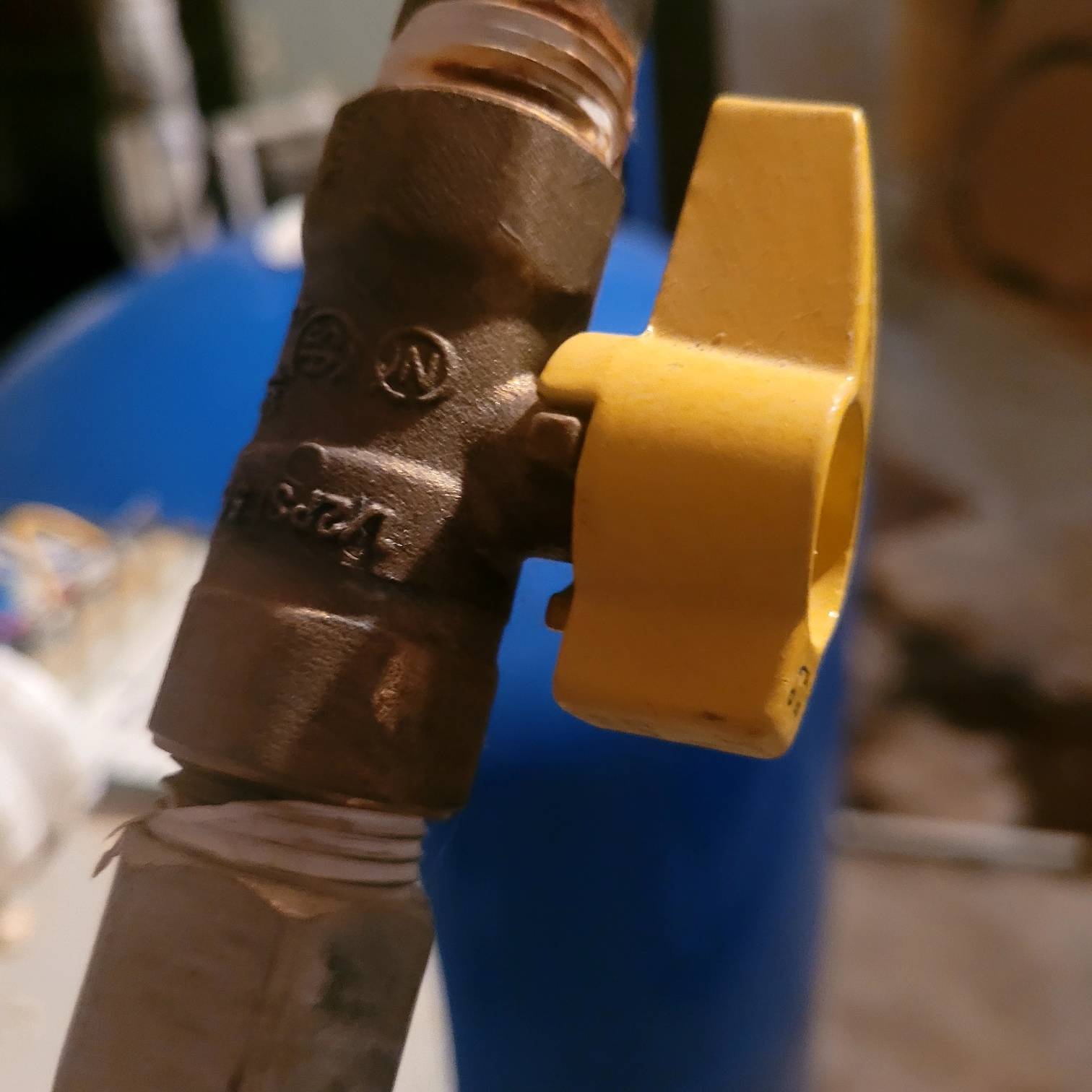 A natural gas shut-off valve.