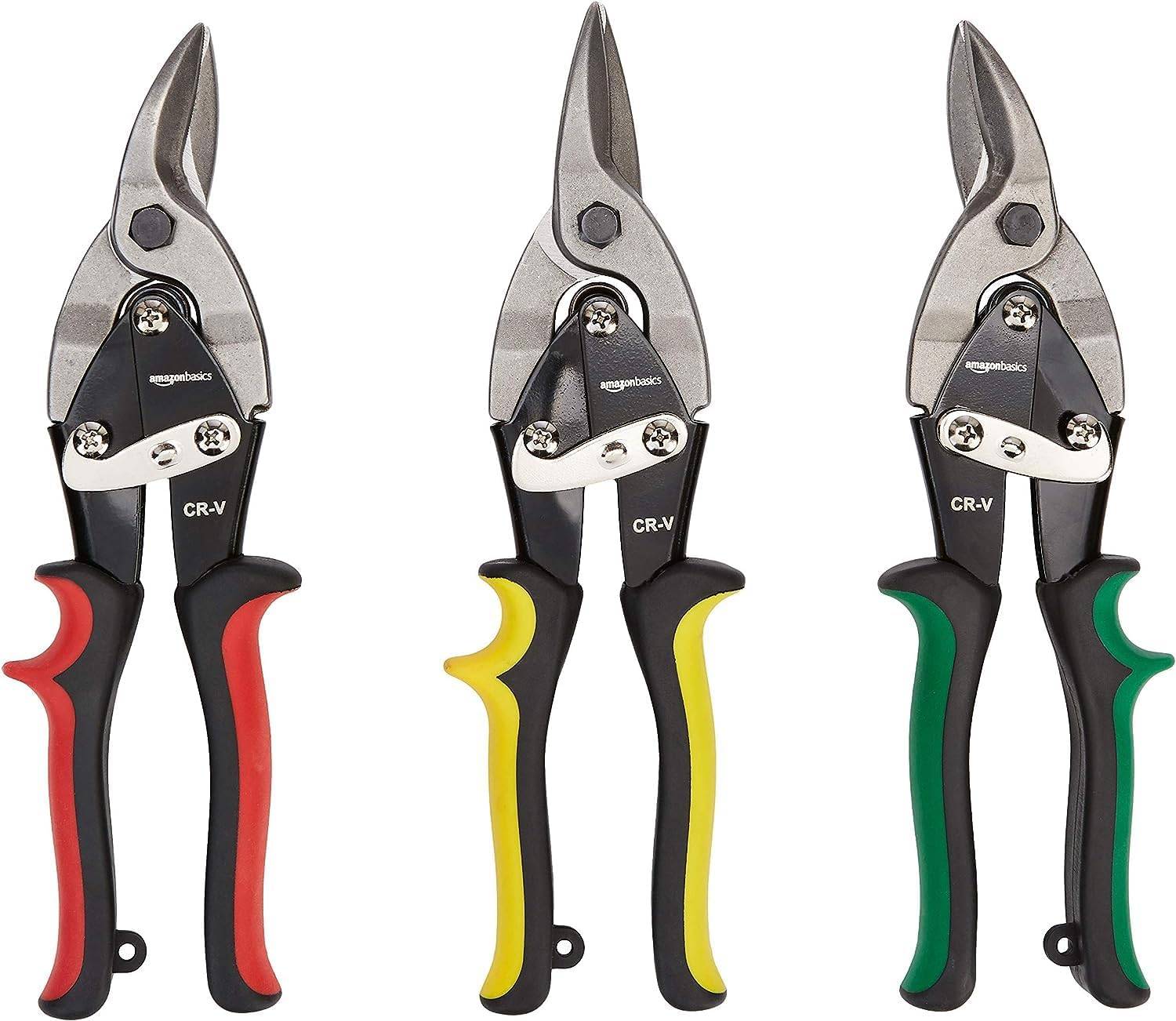 Product photo of three tin snips.